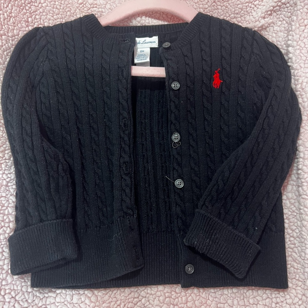 Polo by Ralph Lauren Black Cable Knit Sweater